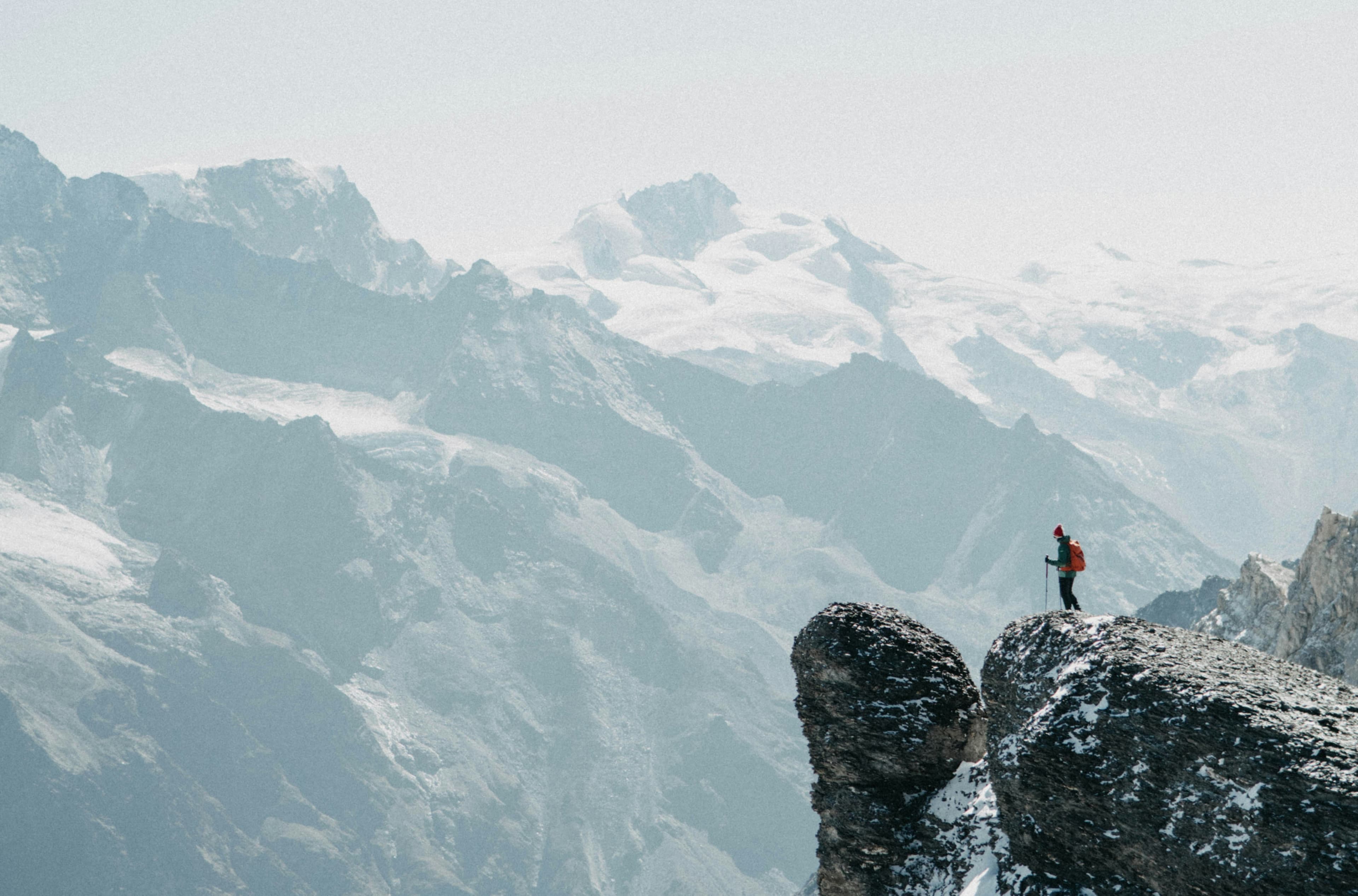 Mountain with climber
